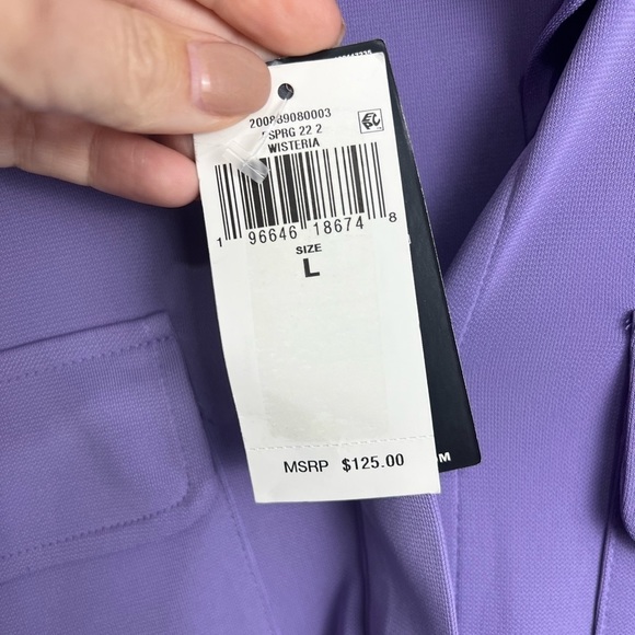 Lauren Ralph Lauren Women's Tie-Front Stretch Jersey Shirt NWT Large - Picture 9 of 9